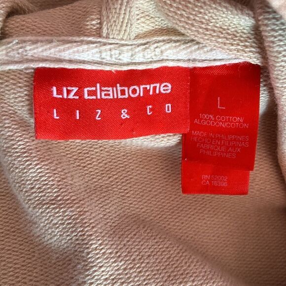 Liz Claiborne Beige Tracksuit L Full Zip Hoodie & Drawstring Waist Pants Set - Picture 4 of 8